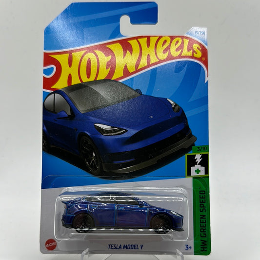 Tesla Model Y HW Green Speed 3/10 Hotwheels Mainline 15/250