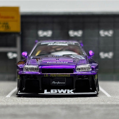 Chrome Purple Skyline GTR ER34 LBWK Liberty Walk GB SW 1:64 LIMITED TO 499pcs