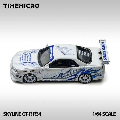 Nissan GTR R34 Skyline - Drift Spec w/ Toyo Tires 1:64 Scale