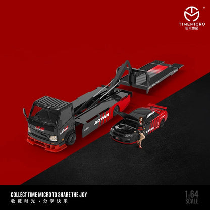 NISSAN GTR34 AND TRAILER ADVAN LIVERY - TIMEMICRO 1:64