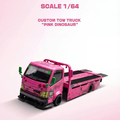 Custom Flat Bed Tow Truck Dino Pink - Mega Gear 1:64