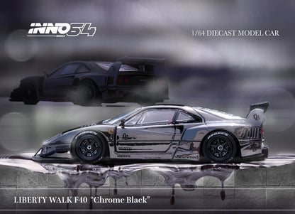FERRARI F40 LBWK LIBERTY WALK (CHROME BLACK) INNO64 1:64