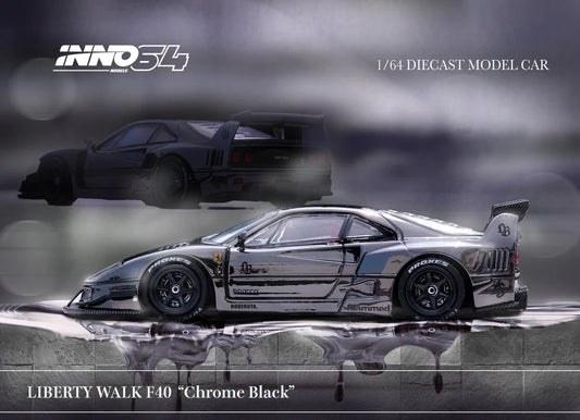 FERRARI F40 LBWK LIBERTY WALK (CHROME BLACK) INNO64 1:64