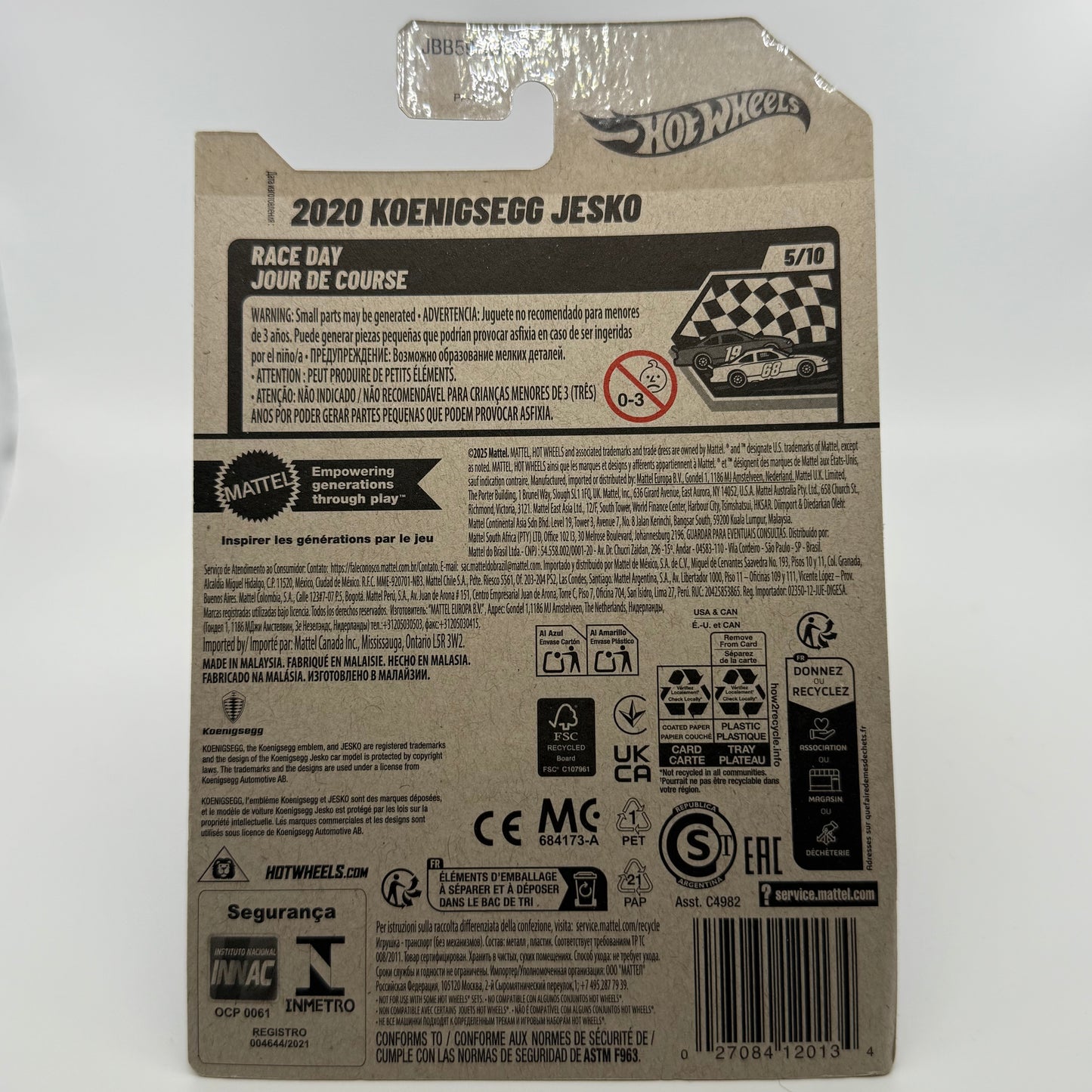 2020 Koenisegg Jesko - Race Day 5/10 Hotwheels Mainline 125/250