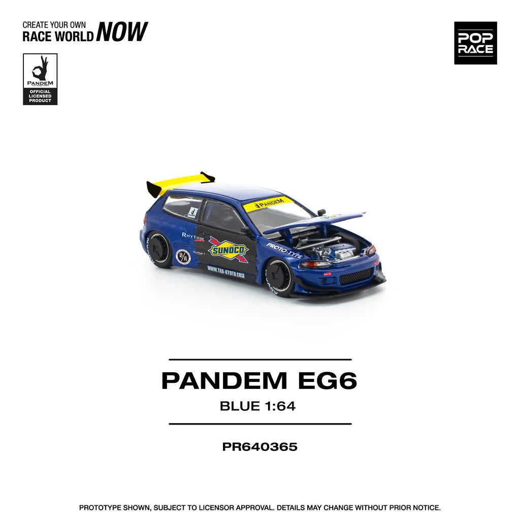 HONDA CIVIC EG6 PANDEM (SUNOCO BLUE/YELLOW) POP RACE 1:64
