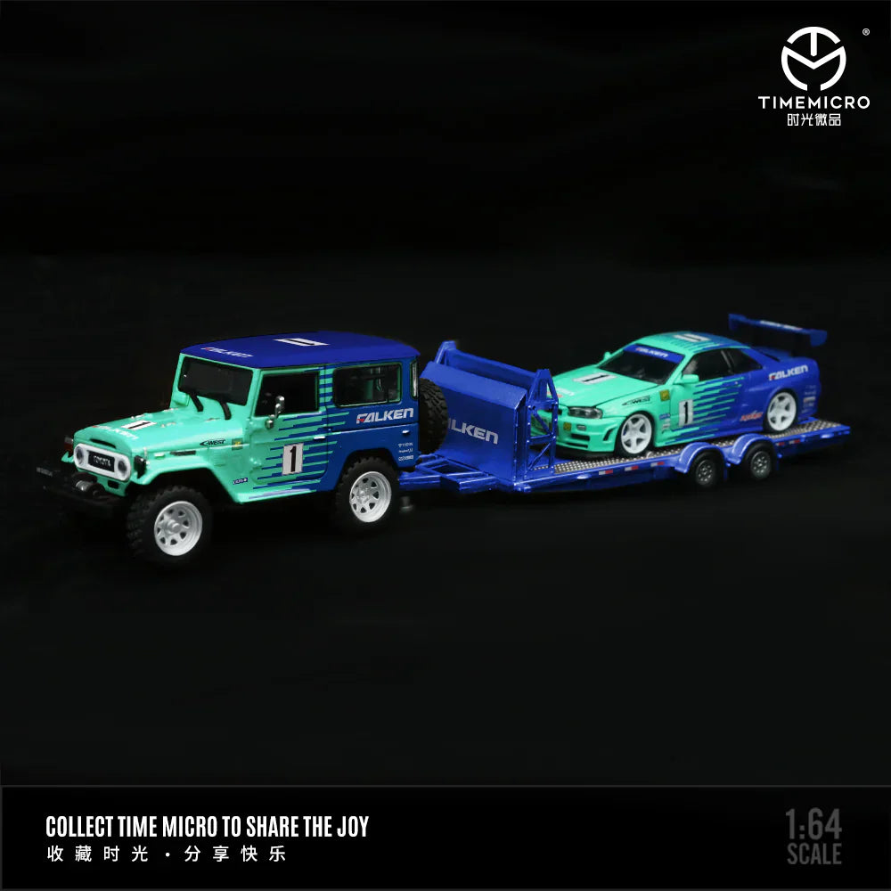 FALKEN SET Toyota FJ40, Nissan Skyline R34 GTR + Trailer - Timemicro LIMITED to 999pcs