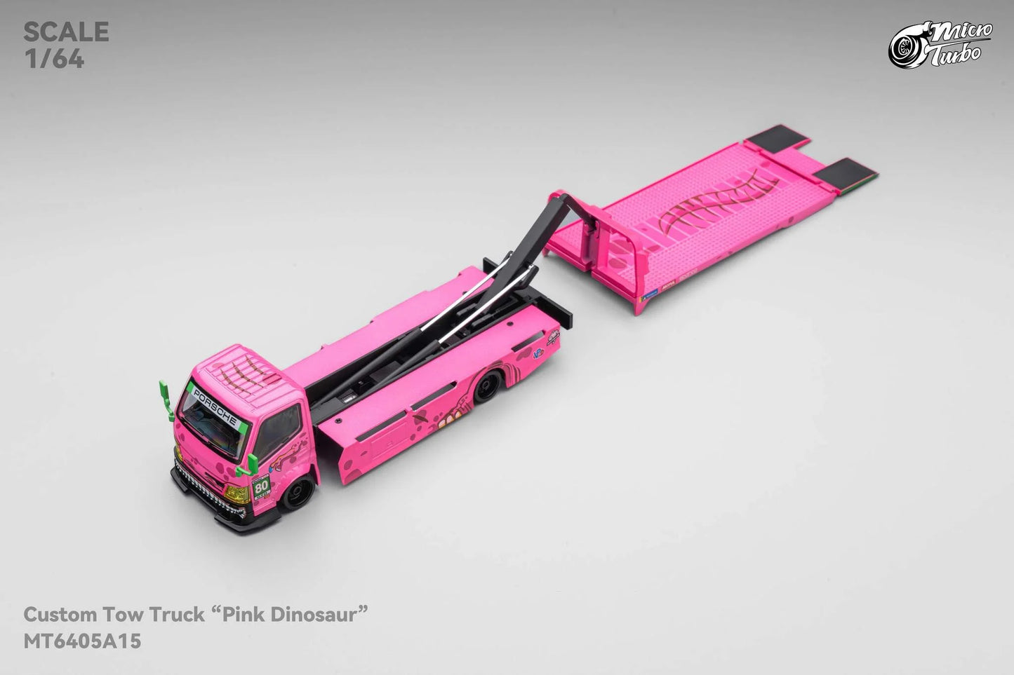 Custom Flat Bed Tow Truck Dino Pink - Mega Gear 1:64