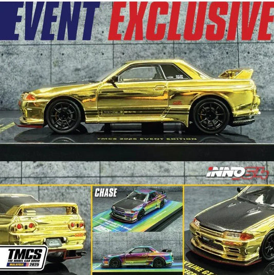 Nissan Skyline GT-R (R32) "Top Secret" Chrome Gold TMCS 2025 Exclusive - INNO64 1:64