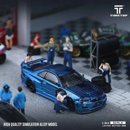 Nissan Skyline GT-R (R34) Full Carbon Blue *Limited to 999pcs - Time Top 1:64