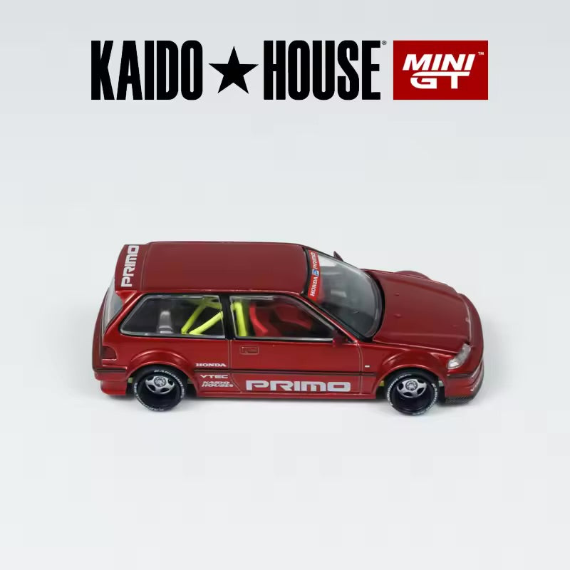 HONDA CIVIC (EF) KAIDO WORKS V2 (RED) KAIDOHOUSE X MINI GT KHMG156 1:64 Scale