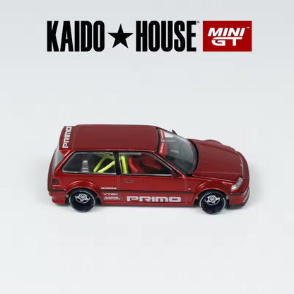 HONDA CIVIC (EF) KAIDO WORKS V2 (RED) KAIDOHOUSE X MINI GT KHMG156 1:64 Scale