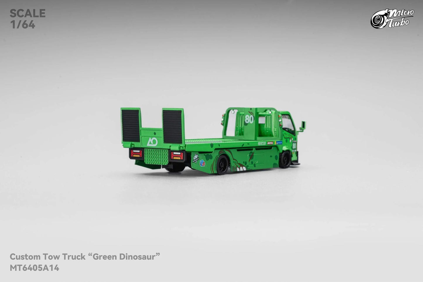Custom Flat Bed Tow Truck REXY Dino Green - Mega Gear 1:64 Scale