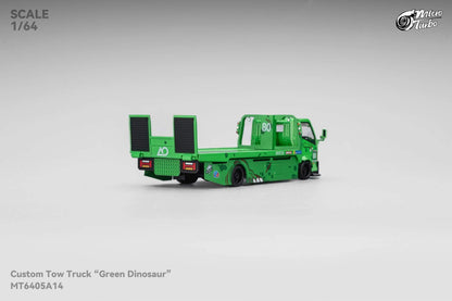 Custom Flat Bed Tow Truck REXY Dino Green - Mega Gear 1:64 Scale