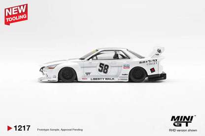 NISSAN GT-R32 LBWK KAIDO WORKS (WHITE TAS 2025) MINI GT MGT01217 - Box version
