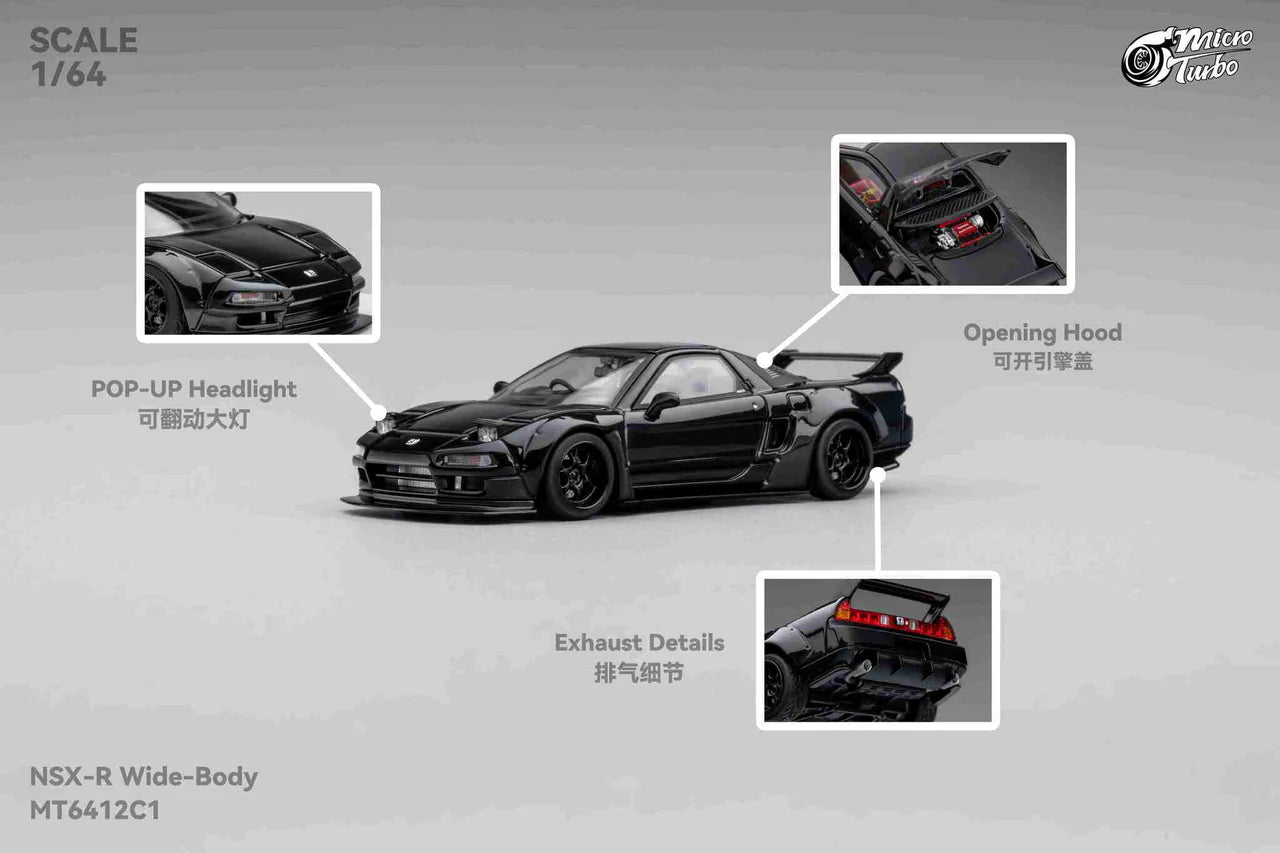 Micro Turbo 1:64 Custom NSX Wide Body - Gloss Black