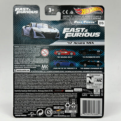 ‘17 Acura NSX Full Force 2/5 Fast & Furious Hotwheels Premium 1:64