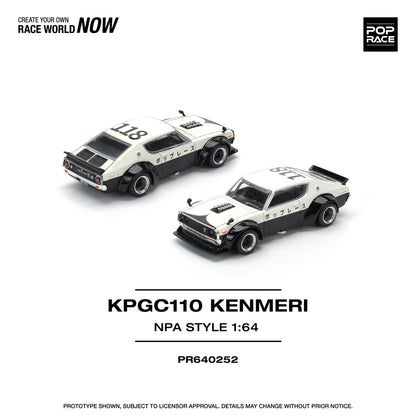 NISSAN SKYLINE GT-R (KPGC110) KENMERI V8 DRIFT CAR POLICE - POP RACE 1:64