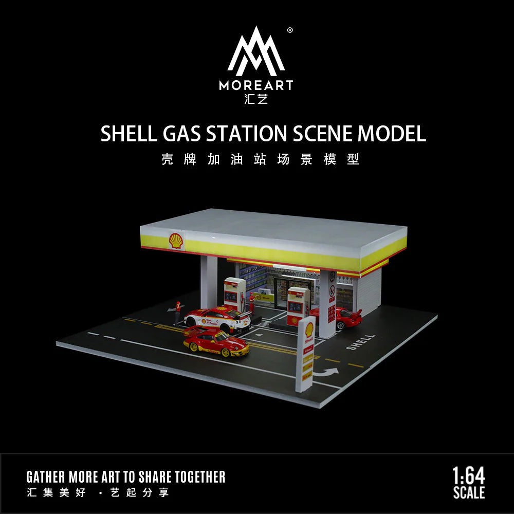 SHELL GAS STATION SCENE MODEL - MOREART 1:64