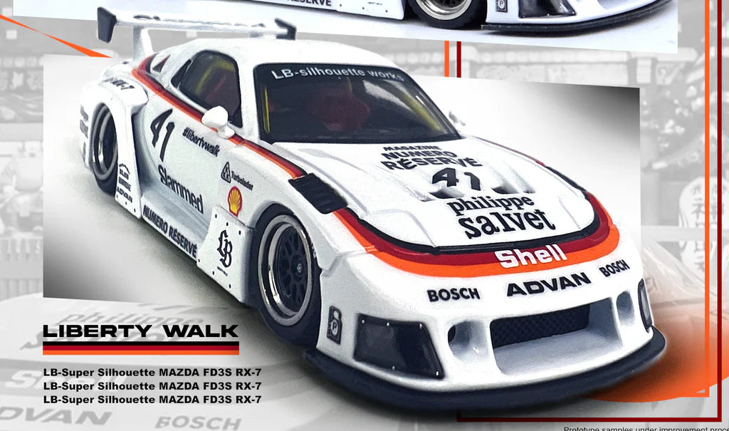 MAZDA RX7 (FD3S) LB-SUPER SILHOUETTE (WHITE) #41 SLAMMED - INNO64