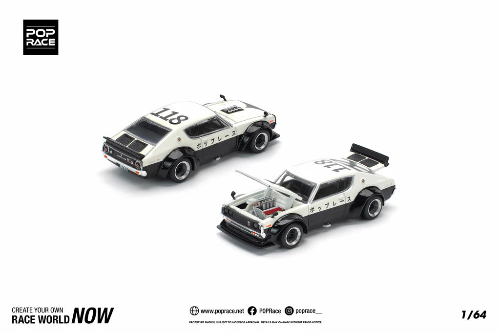 NISSAN SKYLINE GT-R (KPGC110) KENMERI V8 DRIFT CAR POLICE - POP RACE 1:64
