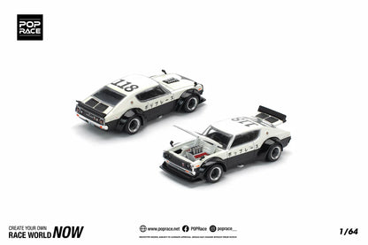 NISSAN SKYLINE GT-R (KPGC110) KENMERI V8 DRIFT CAR POLICE - POP RACE 1:64