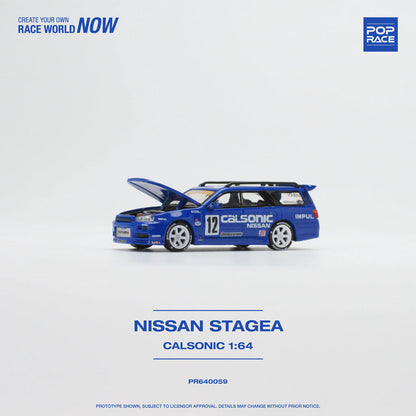 NISSAN STAGEA W/R34 GTR SKYLINE FRONT (CALSONIC) POP RACE 1:64