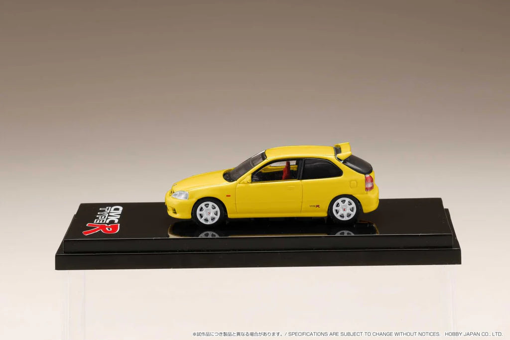 HONDA CIVIC TYPE R (EK9) W/ENGINE DISPLAY (SUNLIGHT YELLOW) HOBBY JAPAN 1:64