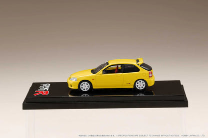 HONDA CIVIC TYPE R (EK9) W/ENGINE DISPLAY (SUNLIGHT YELLOW) HOBBY JAPAN 1:64