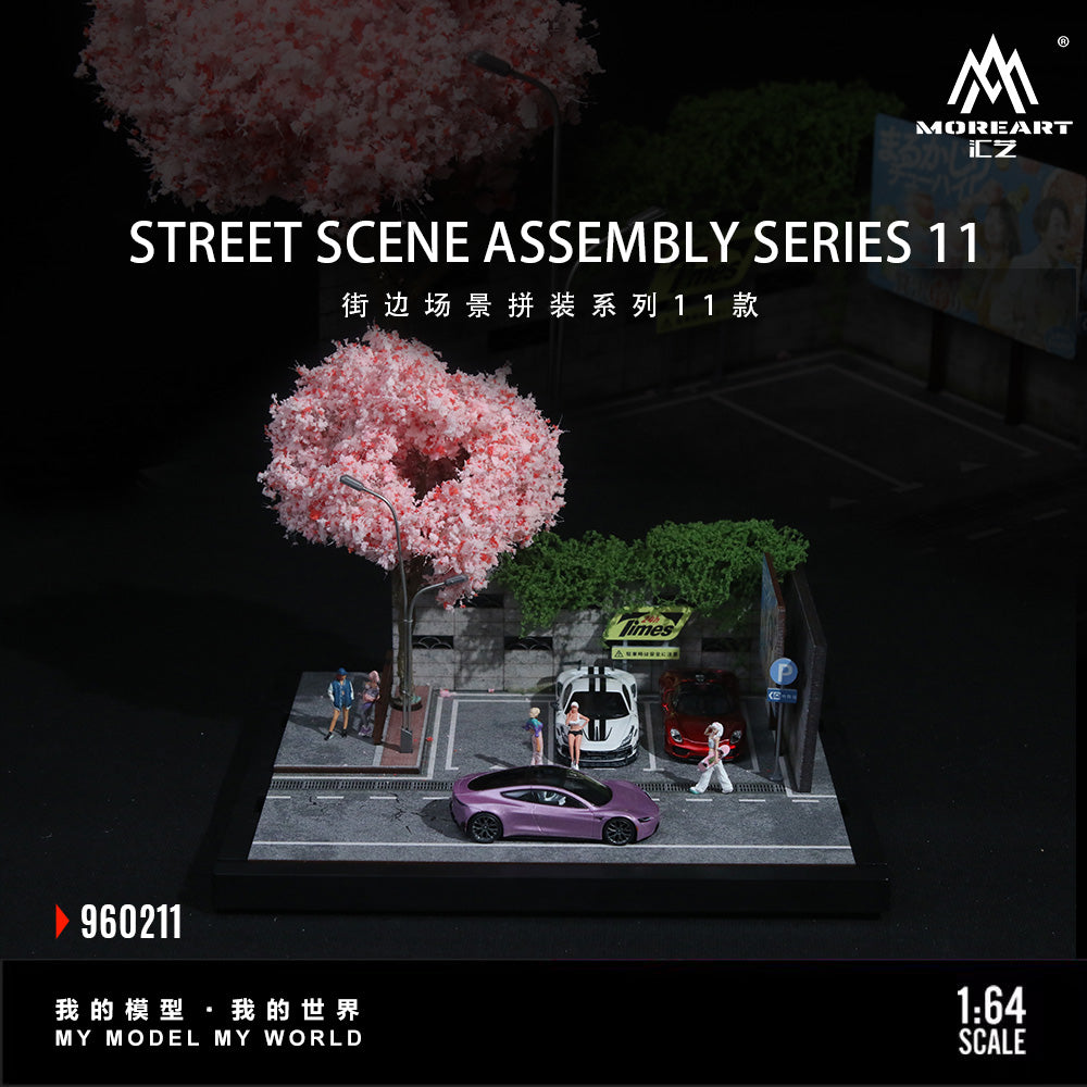 Cherry Blossom Street Scene Assembly Series 11 - Morearts 1:64