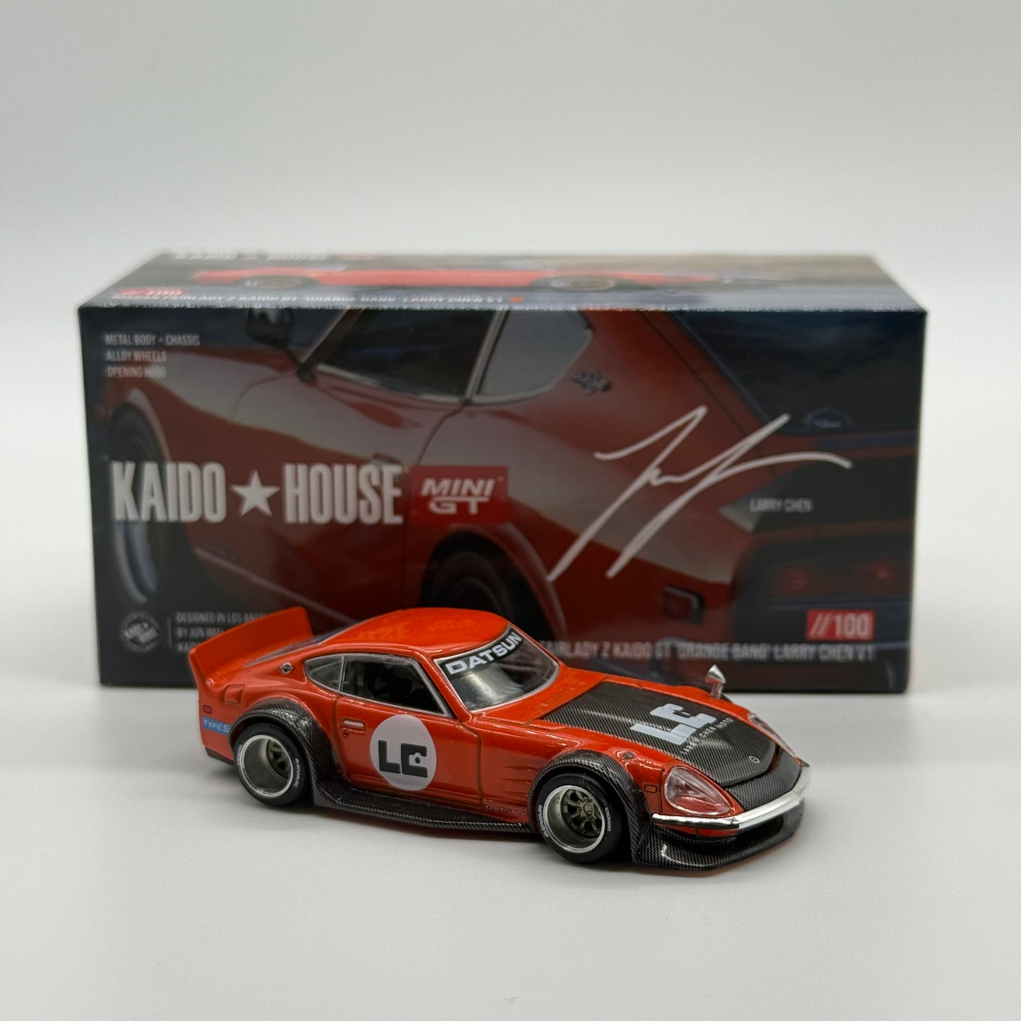 Nissan Fairlady Z Kaido GT ‘Orange Bang’ Larry Chen V1 //100 Kaido House x MiniGT *Opened*