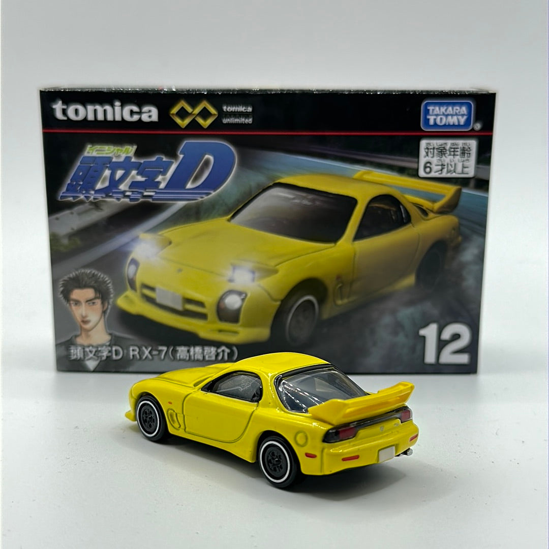 Initial D RX-7 Yellow 12 (Pop-up Headlights) TOMICA TAKARA TOMY 1:64