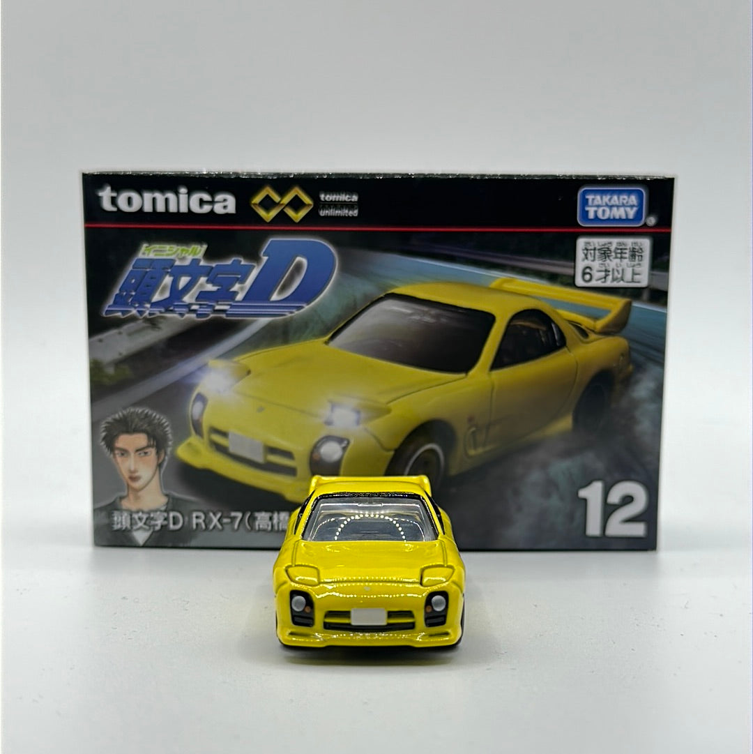 Initial D RX-7 Yellow 12 (Pop-up Headlights) TOMICA TAKARA TOMY 1:64