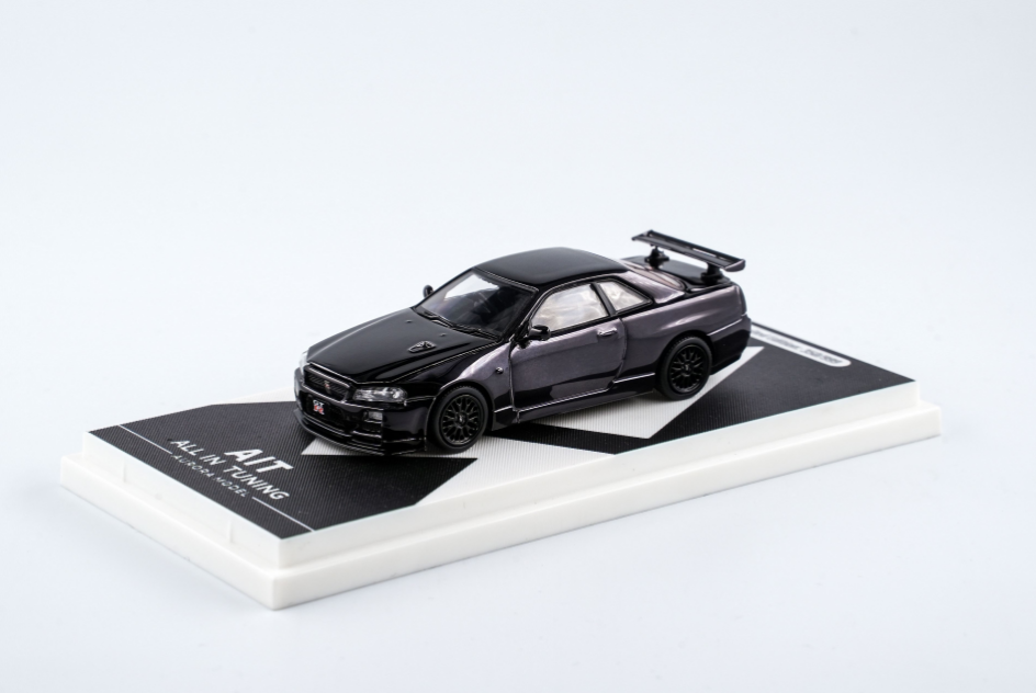 Nissan R34 GTR (Electroplating Black) - Exhibition Launch *LIMITED TO 999pcs* Aurora Model 1:64