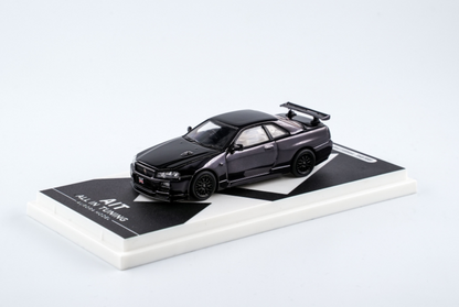 Nissan R34 GTR (Electroplating Black) - Exhibition Launch *LIMITED TO 999pcs* Aurora Model 1:64
