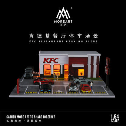 KFC Restaurant Parking Scene w/LED Lights Morearts 1:64