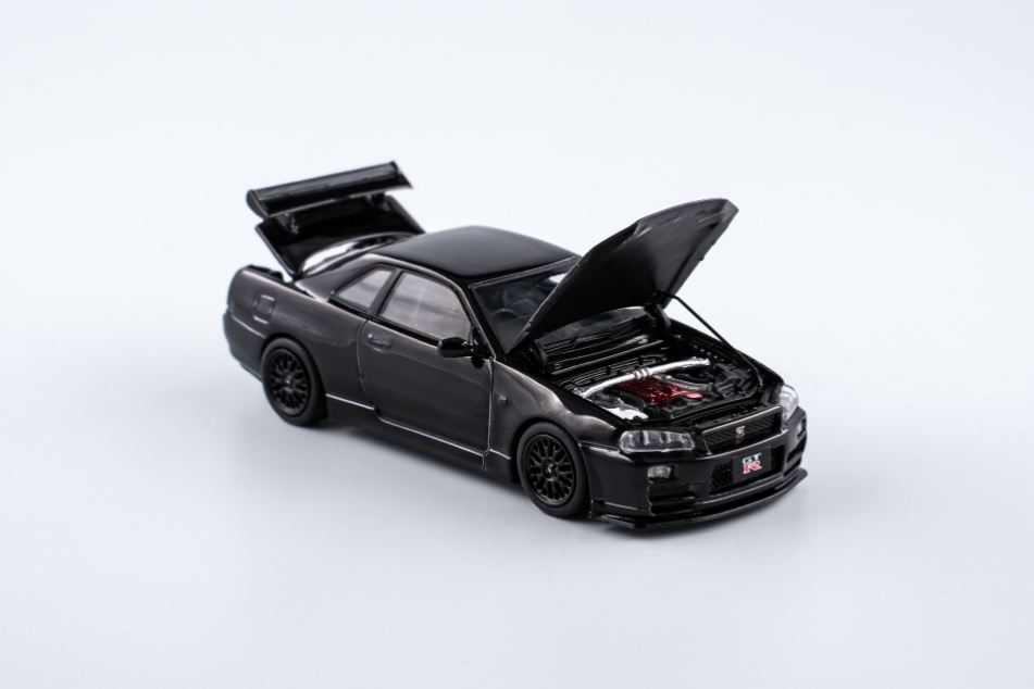 Nissan R34 GTR (Electroplating Black) - Exhibition Launch *LIMITED TO 999pcs* Aurora Model 1:64