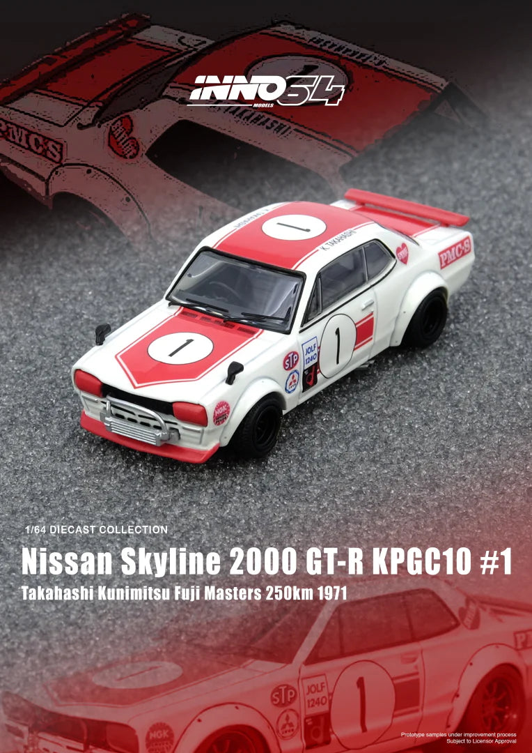 Nissan Skyline 2000 GT-R KPGC10 #1 1:64 – INNO64 Takahashi Kunimitsu Fuji Masters 1971