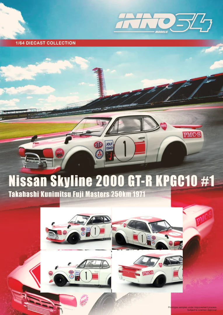 Nissan Skyline 2000 GT-R KPGC10 #1 1:64 – INNO64 Takahashi Kunimitsu Fuji Masters 1971