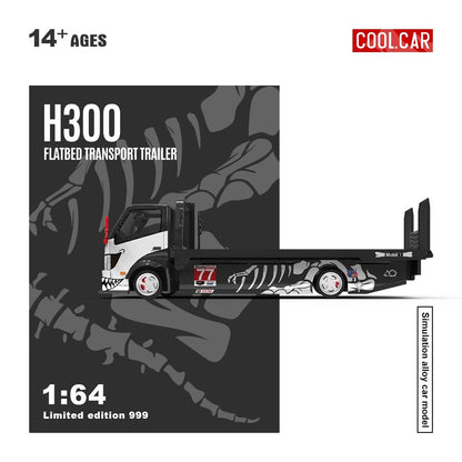 Skeleton Rexy No. 77 H300 Flatbed Transport Trailer - Limited 999pcs Cool Car 1:64