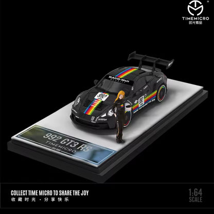Porsche 992 GT3 RS w/Figure (Black) *LIMITED TO 999pcs* Time Micro 1:64