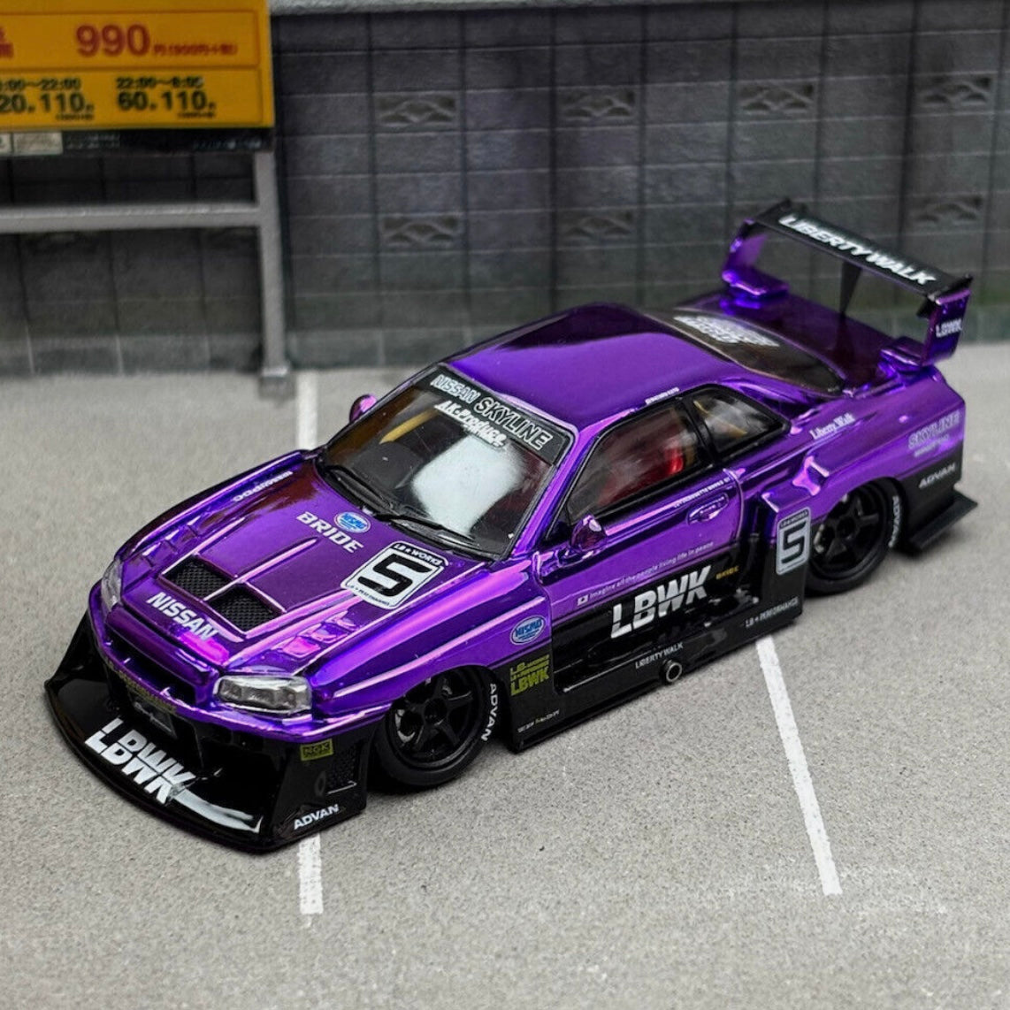 Chrome Purple Skyline GTR ER34 LBWK Liberty Walk GB SW 1:64 LIMITED TO 499pcs