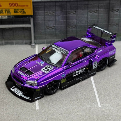Chrome Purple Skyline GTR ER34 LBWK Liberty Walk GB SW 1:64 LIMITED TO 499pcs