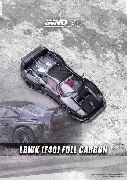 FERRARI F40 LBWK (FULL CARBON) BLACK - INNO64 1:64