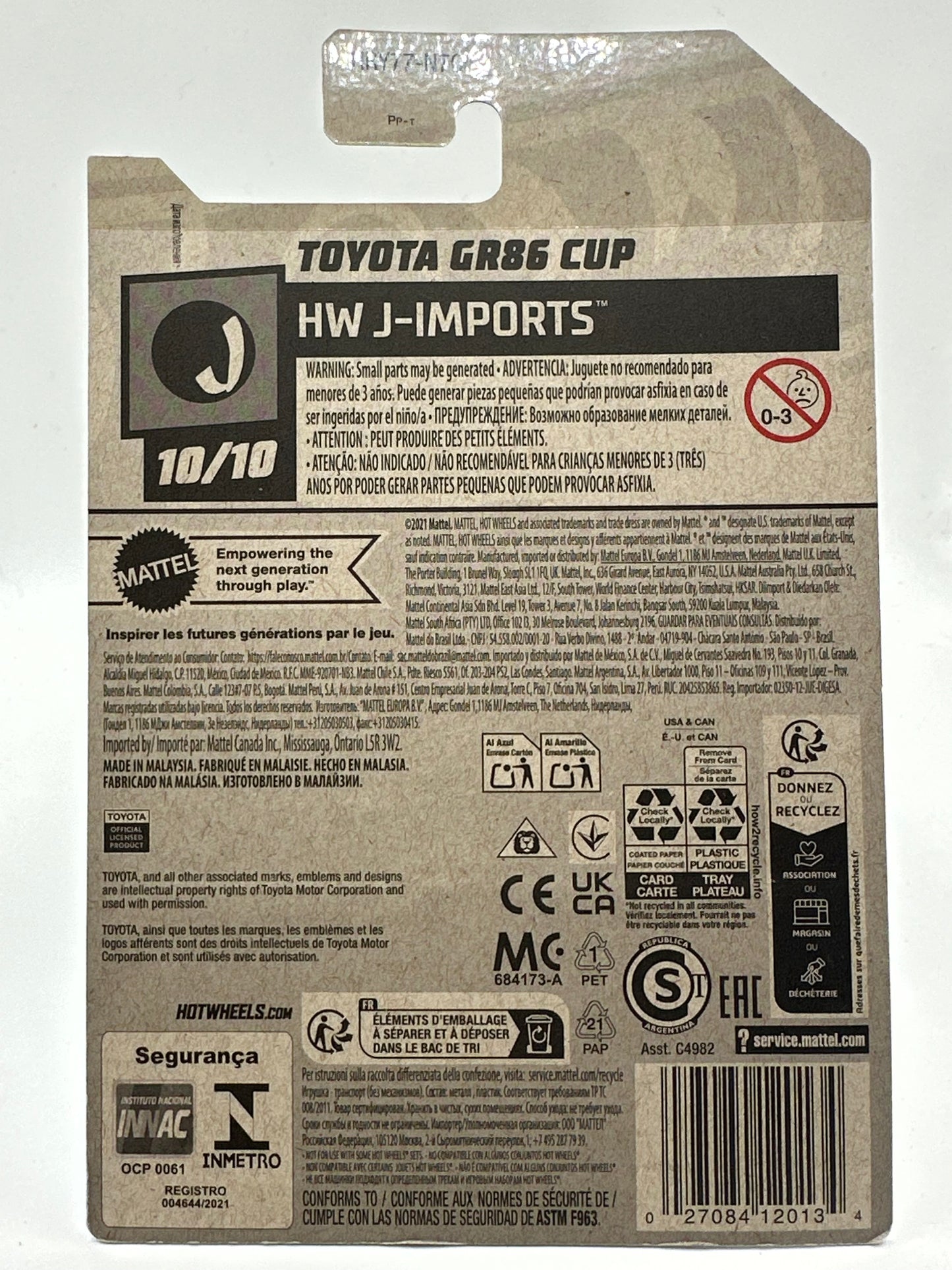 Toyota GR86 Cup HW J-imports 10/10 Hotwheels Mainline 203/250
