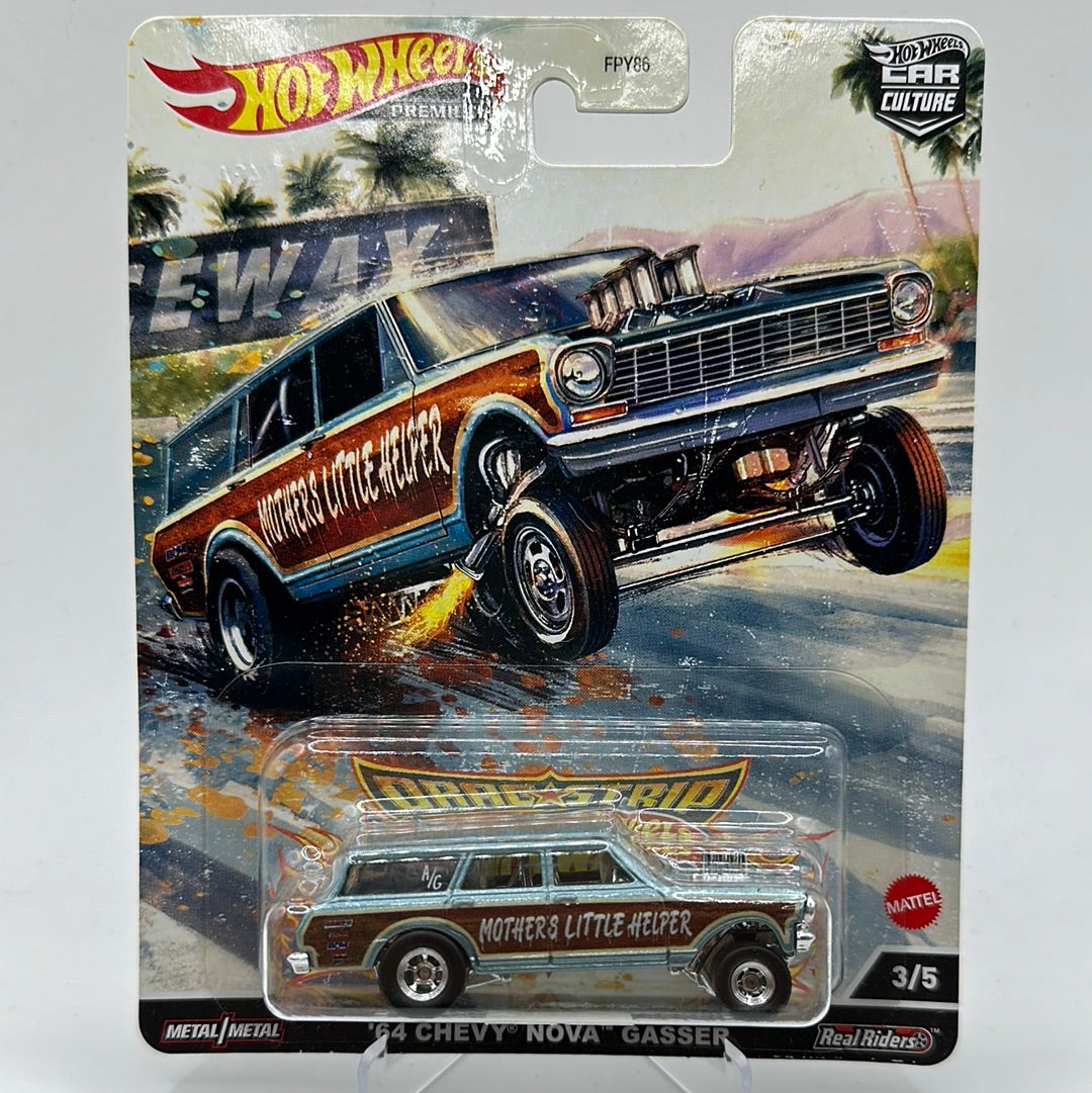 ‘64 Chevy Nova Gasser Drag Strip 3/5 Hotwheels Premium Car Culture 1:64