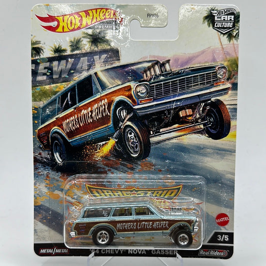 ‘64 Chevy Nova Gasser Drag Strip 3/5 Hotwheels Premium Car Culture 1:64