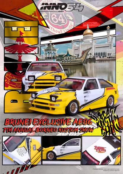 TOYOTA SPRINTER TRUENO AE86 COROLLA BRUNEI DIECAST KUSTOM SHOW INNO64 1:64