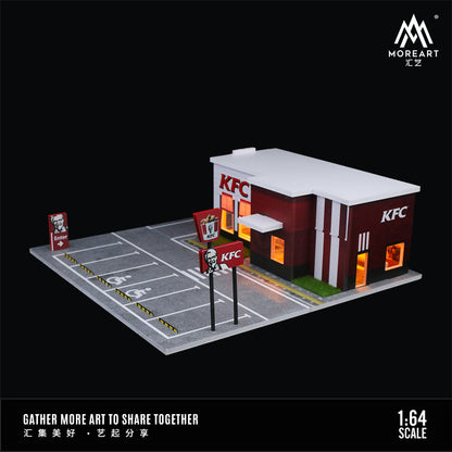 KFC Restaurant Parking Scene w/LED Lights Morearts 1:64