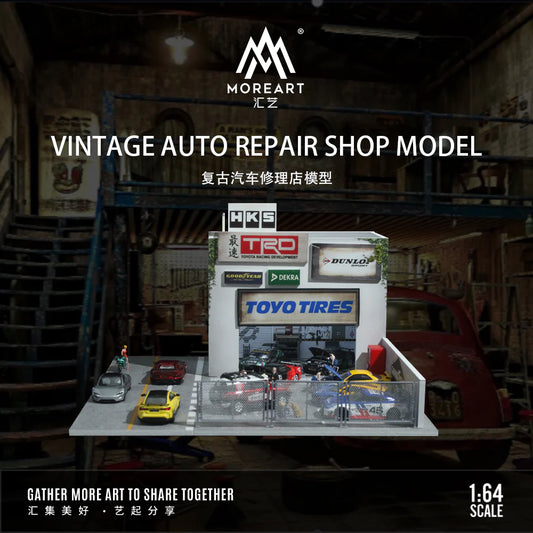 VINTAGE AUTO REPAIR SHOP MODEL MO936401 - MOREART 1:64 w/LED Lights