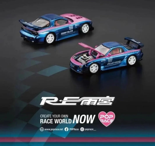 RE-Amemiya Mazda RX-7 Blue Pink Chrome 2025 HEC Hobby Expo China - Pop Race 1:64